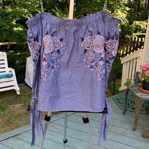 American Eagle embroidered off the shoulder top